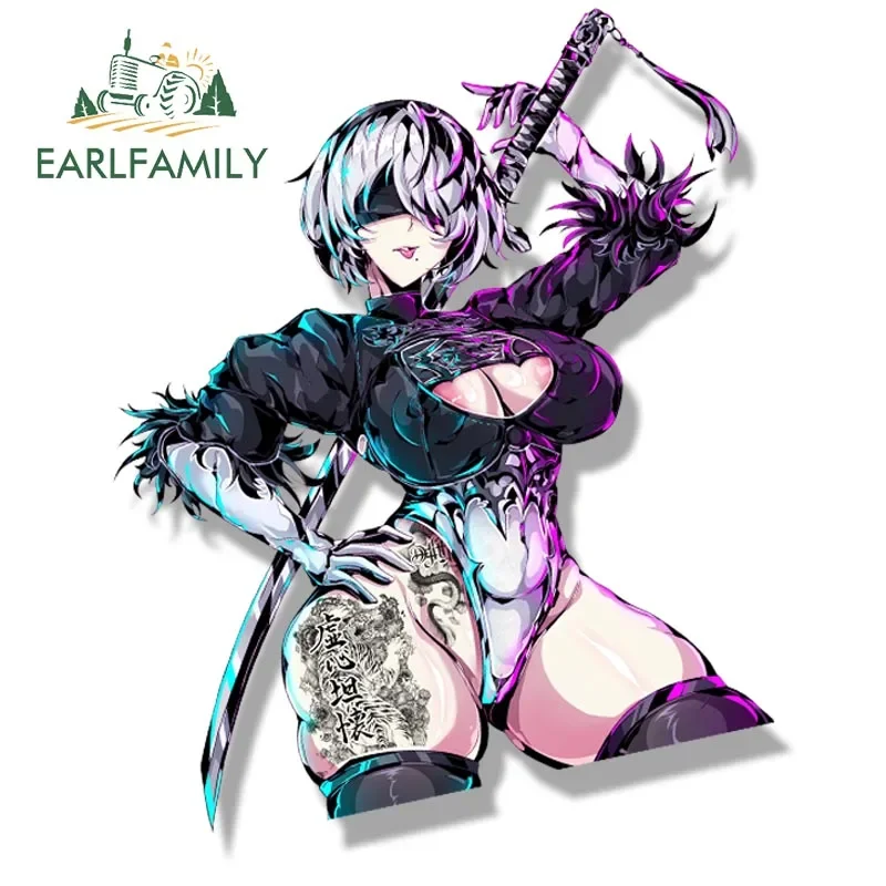 EARLFAMILY Bunny Girl YoRHa No.2 Type B Fanart Car Sticker Neir Automata Sketch Waifu Decal Cartoon Peeker Ahegao Girl Stickers