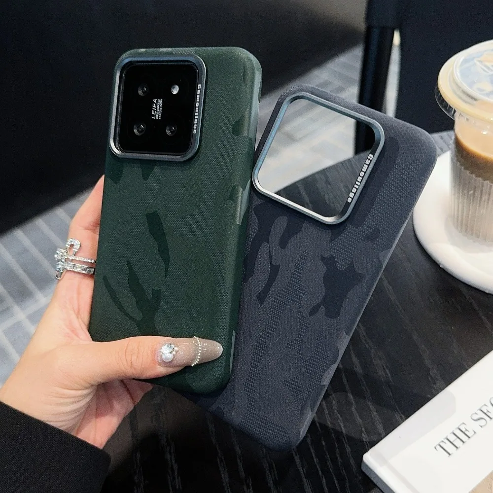 

For Xiaomi 15 Series Case Camo Full Body Built-in Magnet Metal Lens Protector Armor Rugged Phone Cover Men