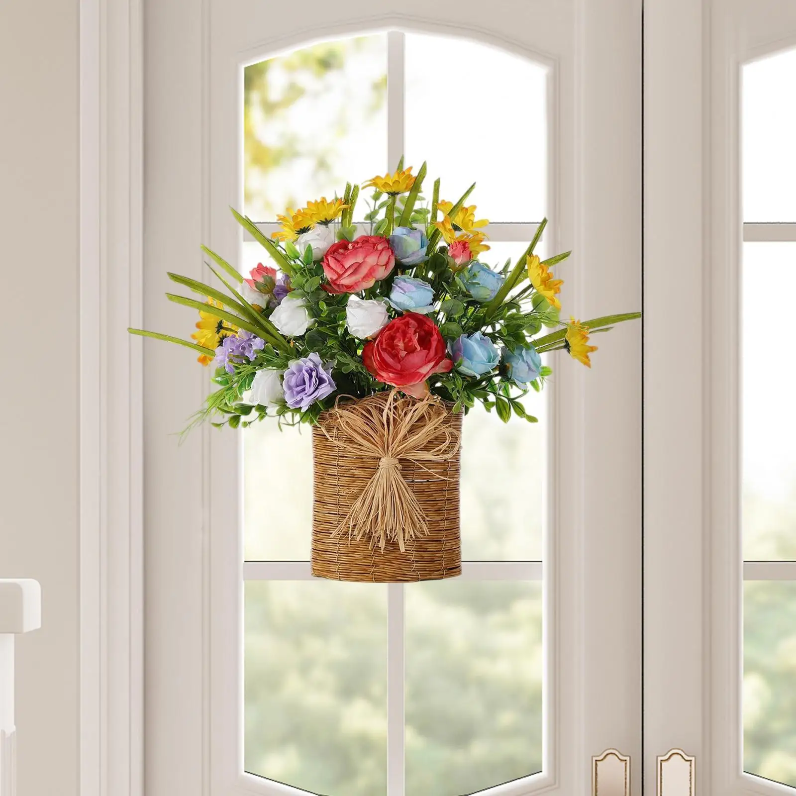 

Door Hanger Basket Wreath Hanging Ornament for Indoor Outdoor Holiday Window