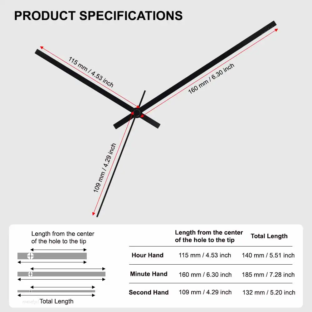 MCDFL Metal Wall Clock Hands for Watchmaker Spare Parts Watch Mechanism Tools for Clocks Art Mural Decorative Modern Living Room