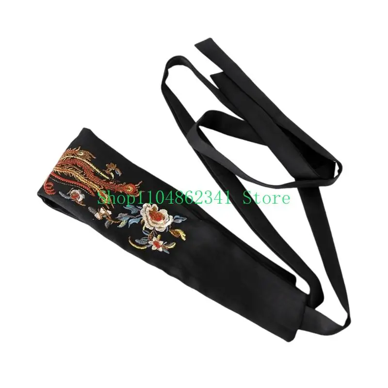 652F Traditional Chinese Wide Waist Sash Handmade Embroidery Belt For Women Hanbiuk Dance Performances Historical Reenactment