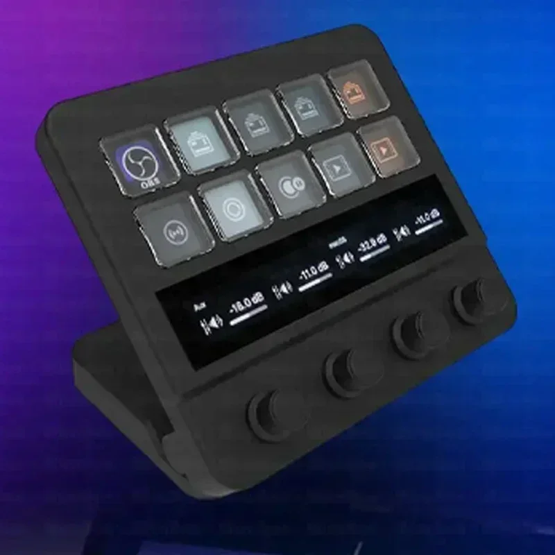 Mirabox N4 Stream Deck 10 klawiszy Usb-C wizualna klawiatura makro podwójny koncentrator Usb-A czterodrzebowy interfejs regulowany stojak klawiatura z paskiem dotykowym