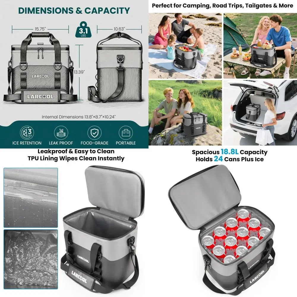 

Compact 24-Can Insulated Soft Cooler, Portable Waterproof Cooler Bag with Shoulder Strap for Outdoor Adventures