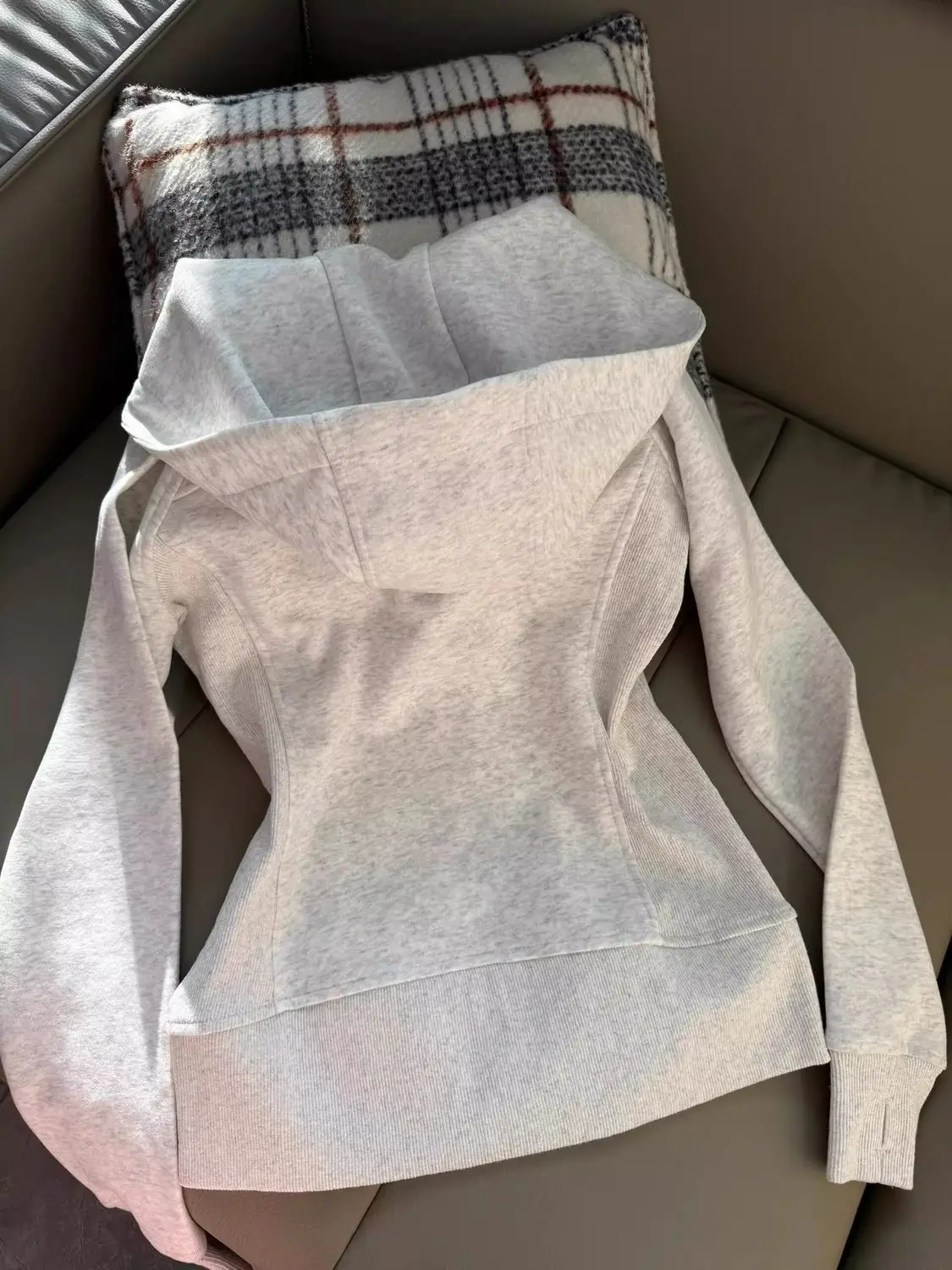 American Retro Hooded Open Cardigan Long Sleeve Women's Spring Autumn Thickened Fleece Slimming Short Coat Top
