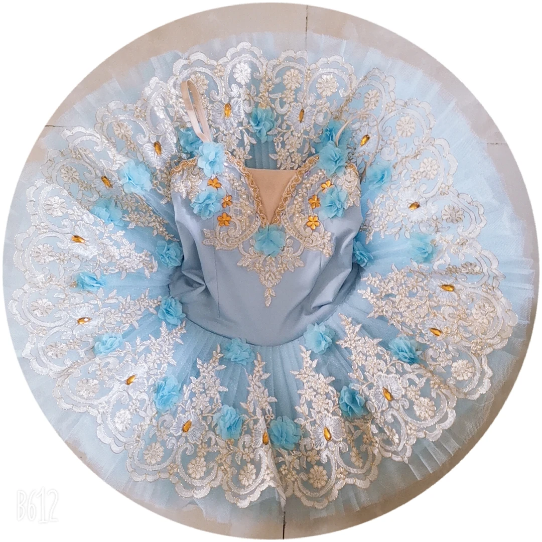 Adult Kids Classic Professional Ballet Tutu Swan Lake Pancake Tutu Ballerina Party Dance Costumes Ballet Dress Sky Blue