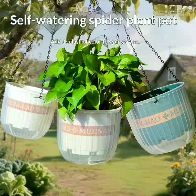 Transparent Hanging Basket Flower Pot For Lazy People Self-priming Hydroponic Resin Large Diameter Fall-resistant Shampoo