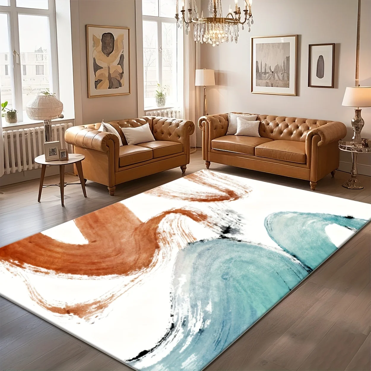Artistic Ink Wash Style Washable Rug Durable Stain Resistant Mat For High Traffic Entryway Hallway Use