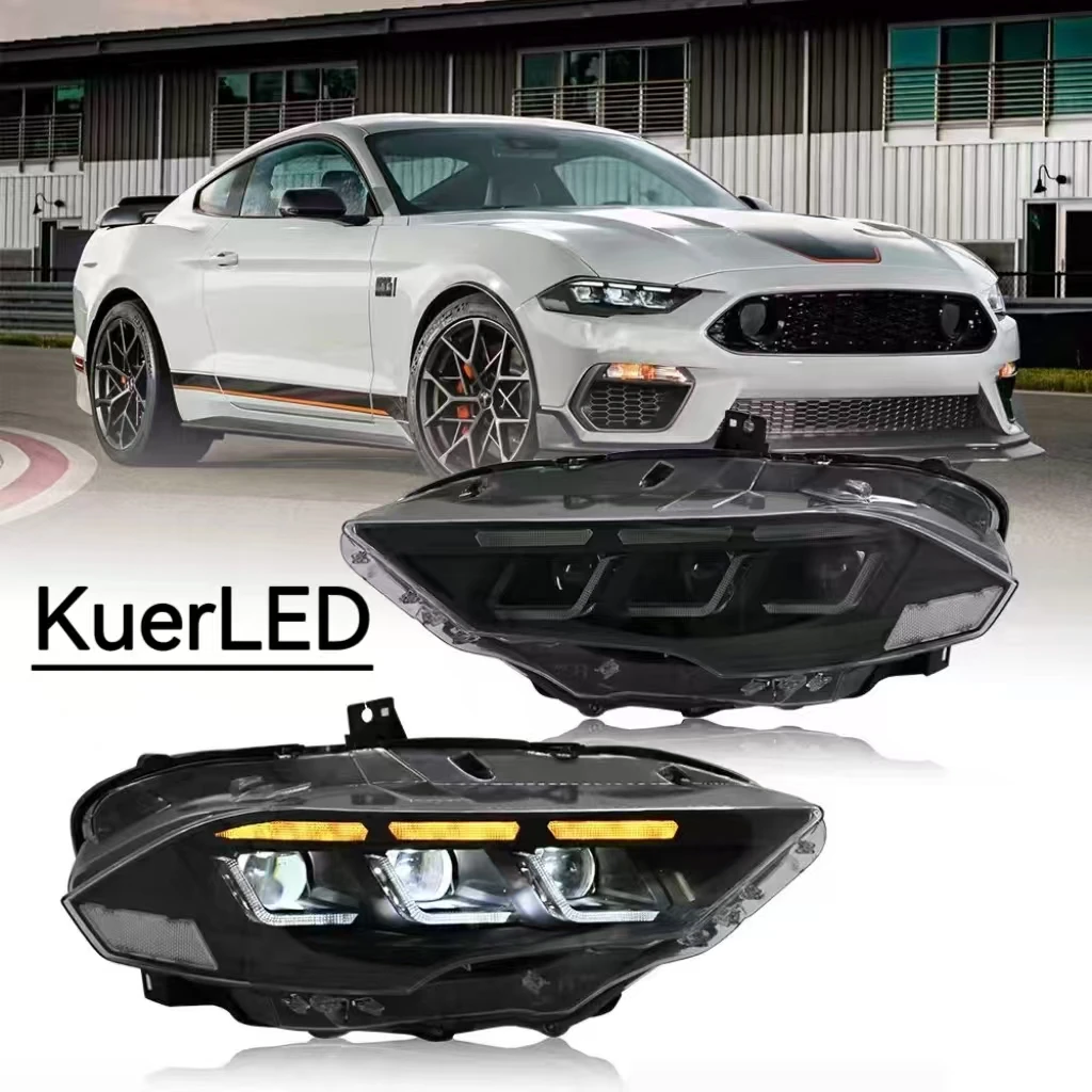 

Фары KuerLED для Ford Mustang 2018-2023, светодиодные передние фонари, последовательный указатель поворота