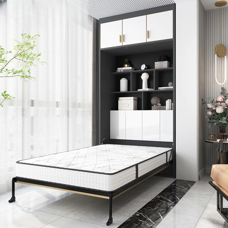 

Light and luxurious balcony hidden bed locker integrated multifunctional wall bed household small folding bed