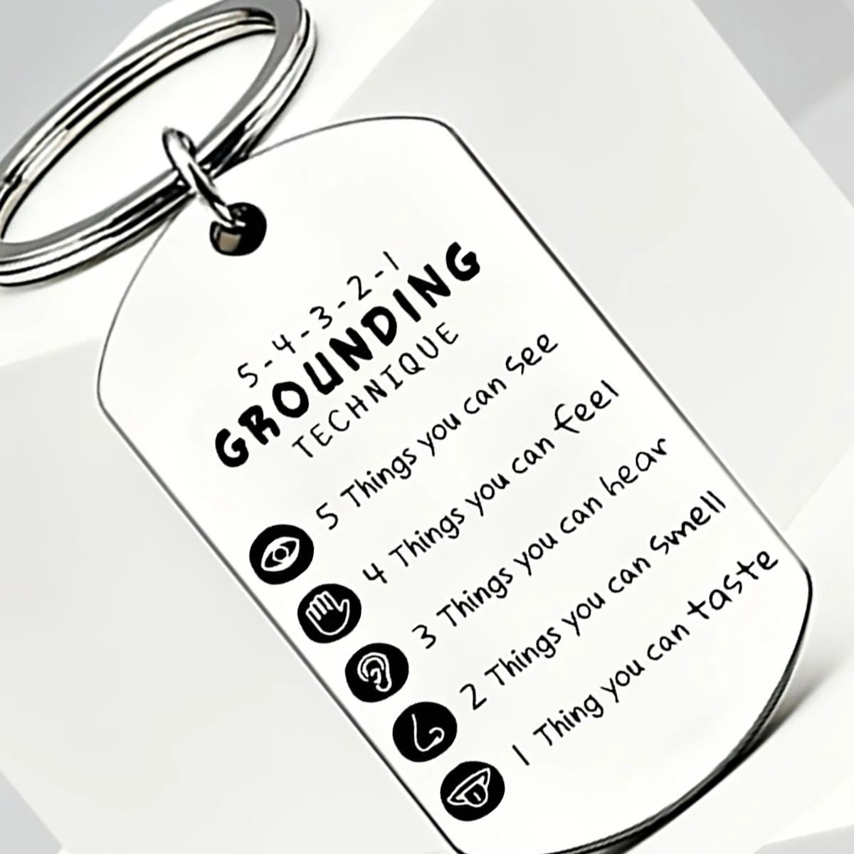 Anxiety Relief Grounding Keychain - 5-4-3-2-1 Coping Skills for Stress, OCD, Panic Attacks & PTSD - Mindfulness Gift view 6