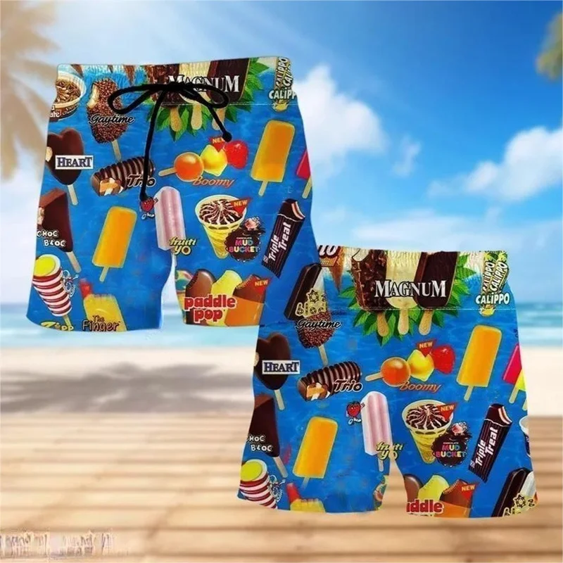 Summer Hawaiian 3D Printing Icecream Beach Shorts For Men Fashion Streewear Swim Trunks Harajuku Cool Board Shorts Short Pants