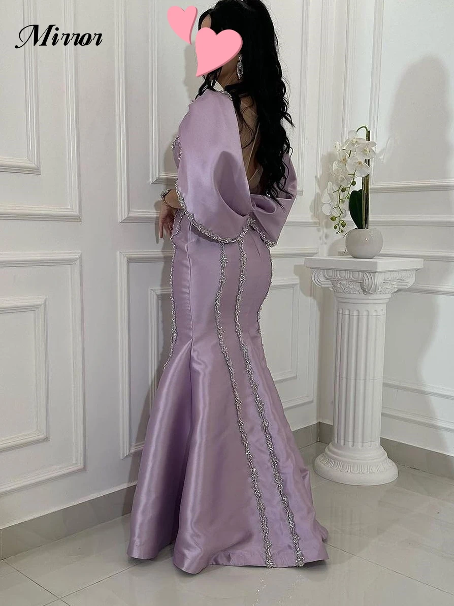 Mirror Dress Elegant Vintage Sweet Purple Beading Mermaid Crystal Customize Formal Occasion Prom Dress Evening Party Gowns