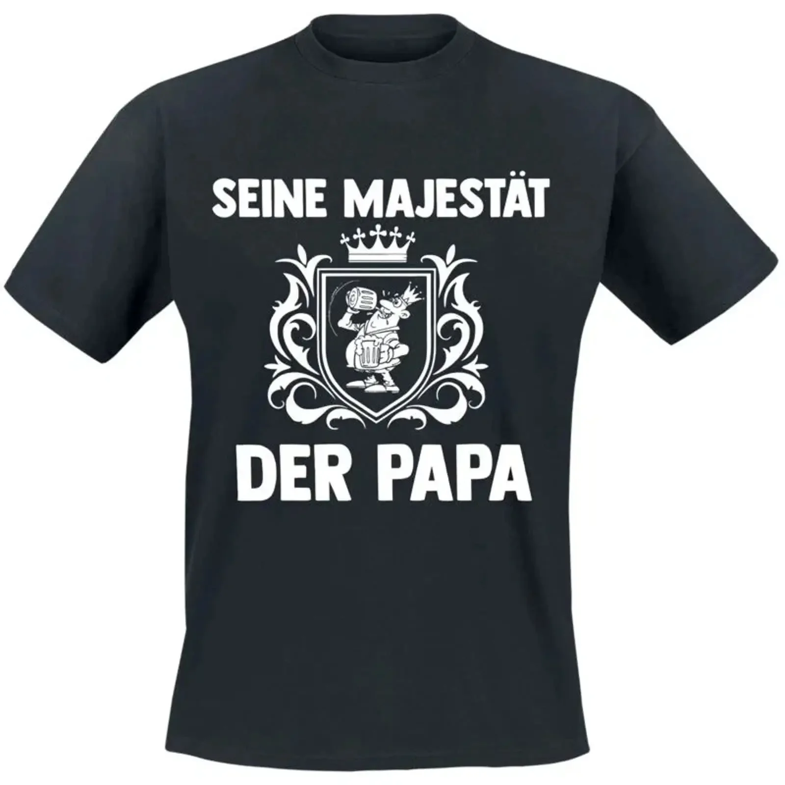 Sprüche T Shirt Herren Seine Majestät der Papa schwarz vintage Washed graphic designer clothes Versatile Soft Stretched Stylish