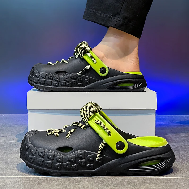 Alta qualidade verão novos homens moda caverna jardim sapatos confortáveis sola macia ao ar livre indoor anti-deslizamento praia tendência slides mule