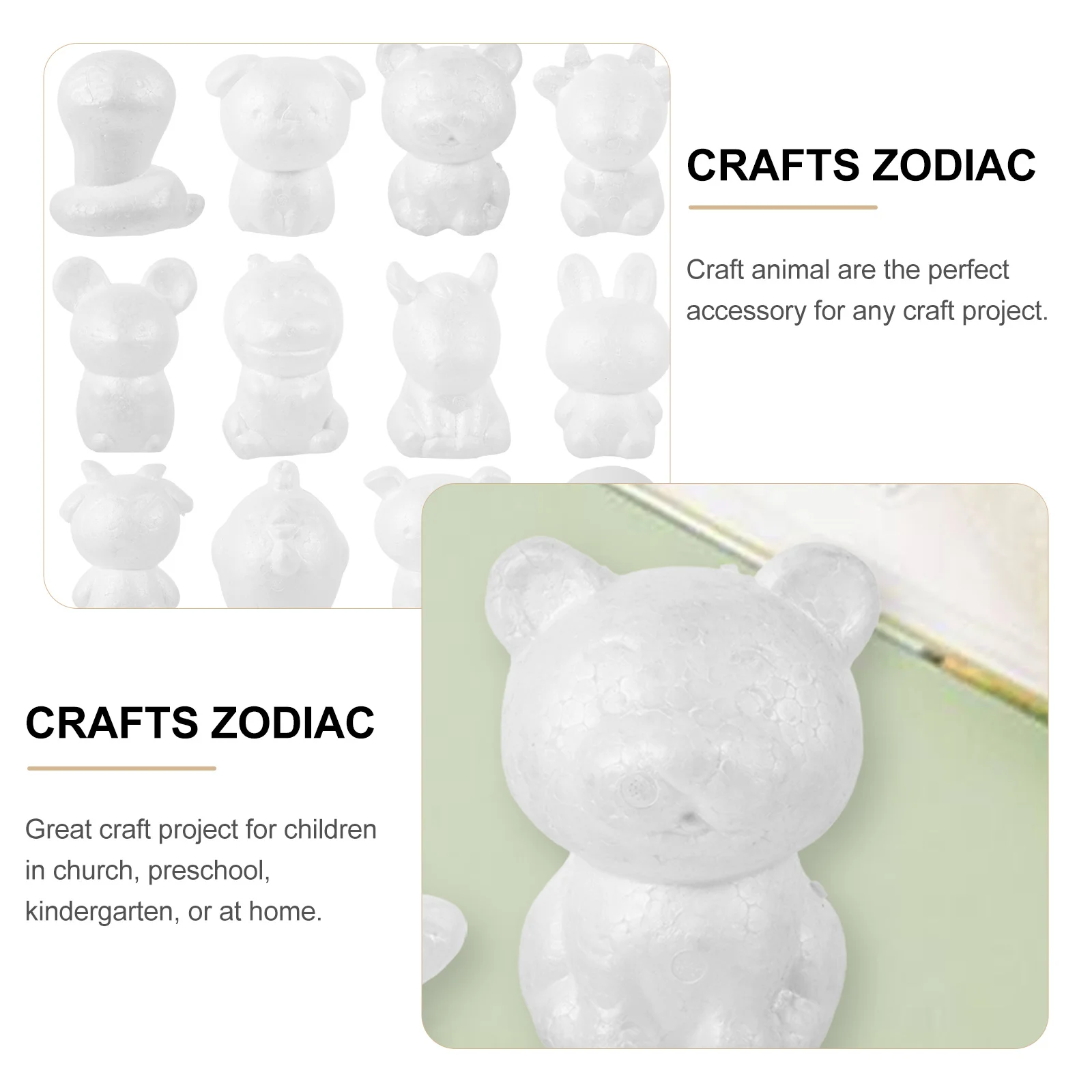 12Pcs Chinese Zodiac Animals DIY Craft Set for Children Educational Painting Activity Preschool Kindergarten Home Creative