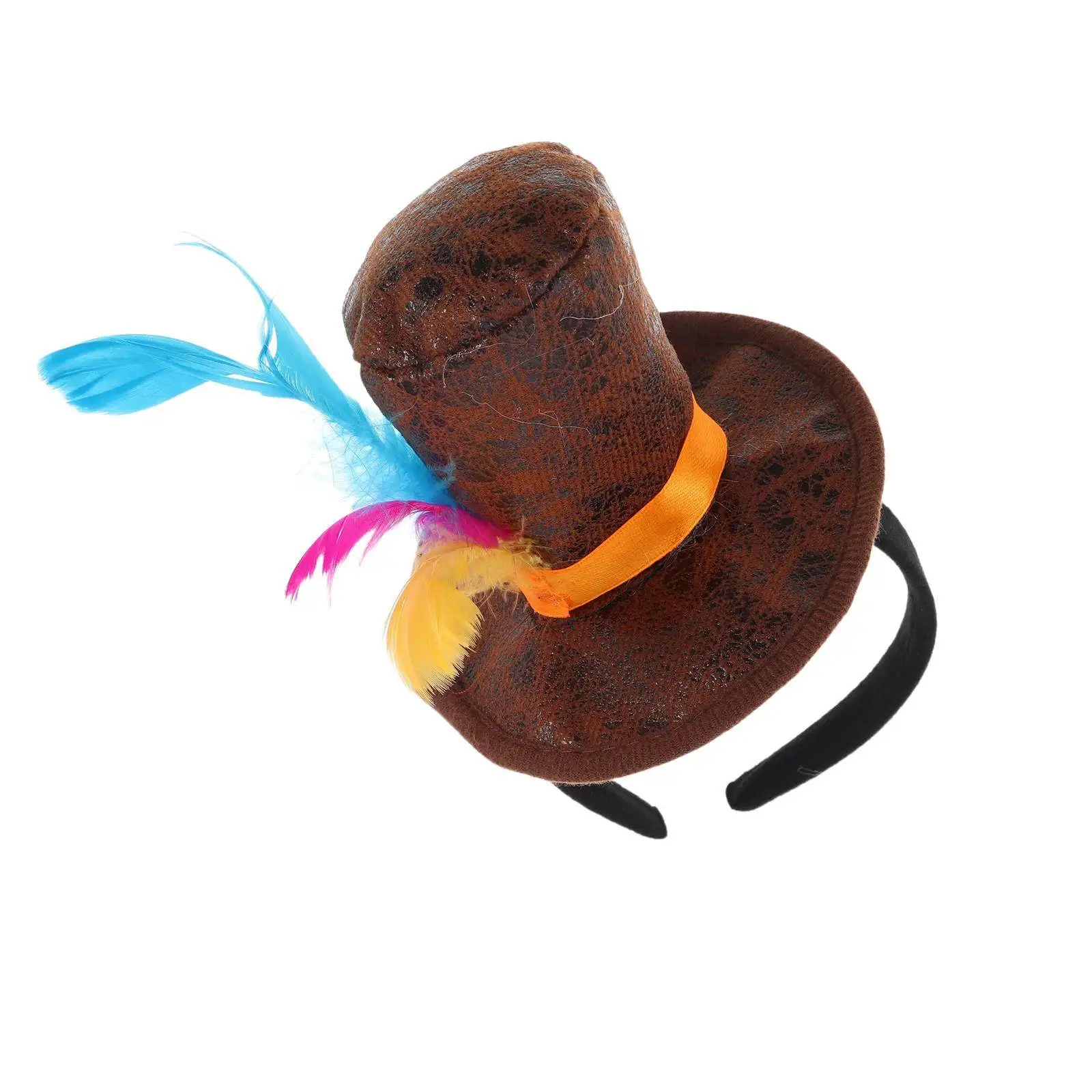 Headband Mini Top Hat For Dress Up Party Women's Fascinator Colorful Plume Small Vintage Decor Formal Event Prom