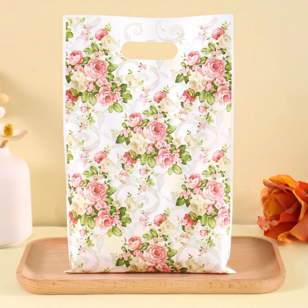 10/20/50 Stück rosa Rosen-Blumen-Handtasche für Mädchen, Party-Geschenkverpackung, Valentinstag, Geburtstag, Partyzubehör, Hochzeitsgeschenke – Detail 1