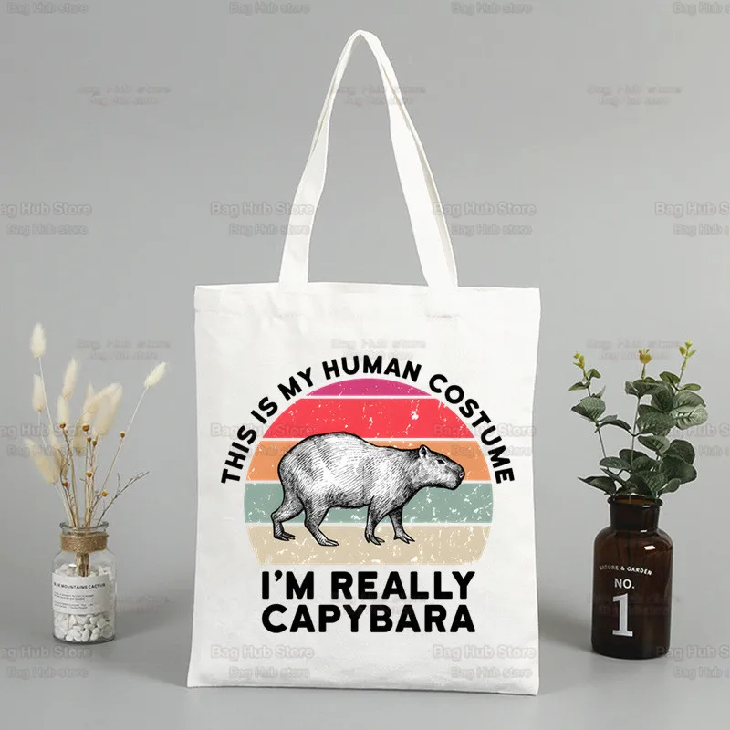 Capybara Shopper Bags Shopping Bag Tote Bag Capybaras Is My Spirit Animals Shoulder Bag Canvas Bags Large College Handbag