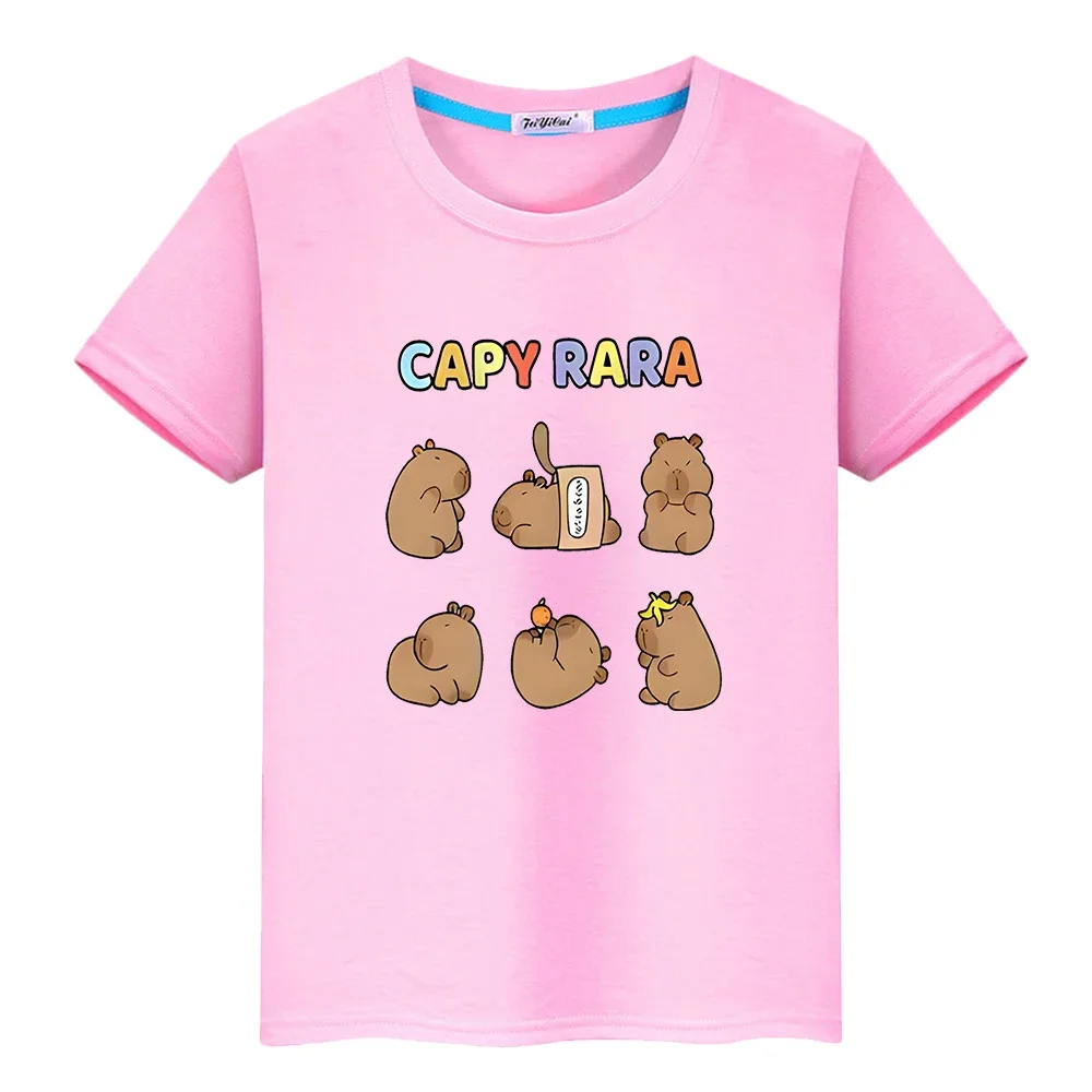 

Capybaraprint t shirt for kids boy10year 100%Cotton Kawaii Short Cute Tees anime Tops pride tshirt y2k one piece girl clothes