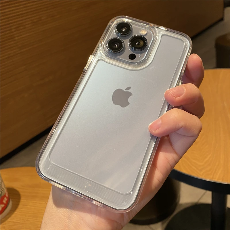 Роскошный прозрачный противоударный чехол для телефона iPhone 11 12 13 14 15 Pro X XR XS Max 7 8 Plus, мягкий прозрачный бампер, жесткий акриловый