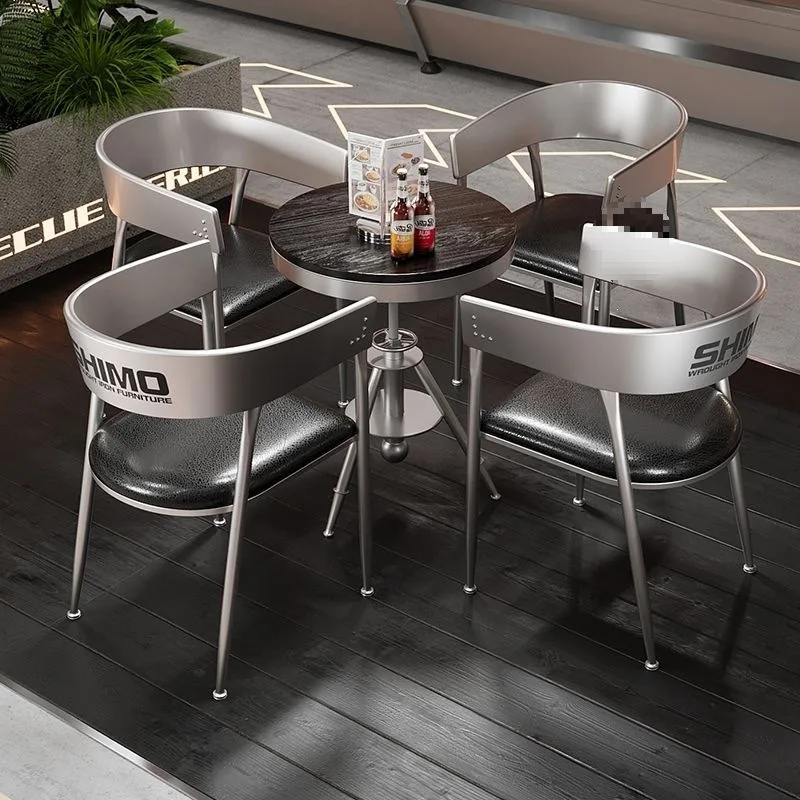 Industrial style table and chair combination casual wrought iron dining table commercial negotiation round table