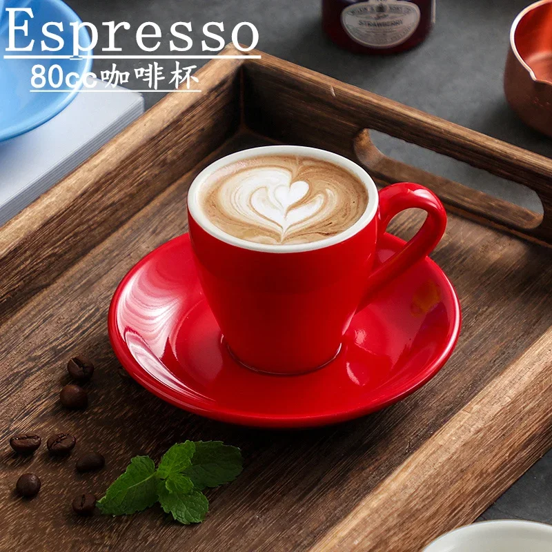 80ml Macaron Colored Ceramic Espresso Cup with Saucer Delicate Mini Mug for Breakfast Bread Milk Home Office Art Decoration