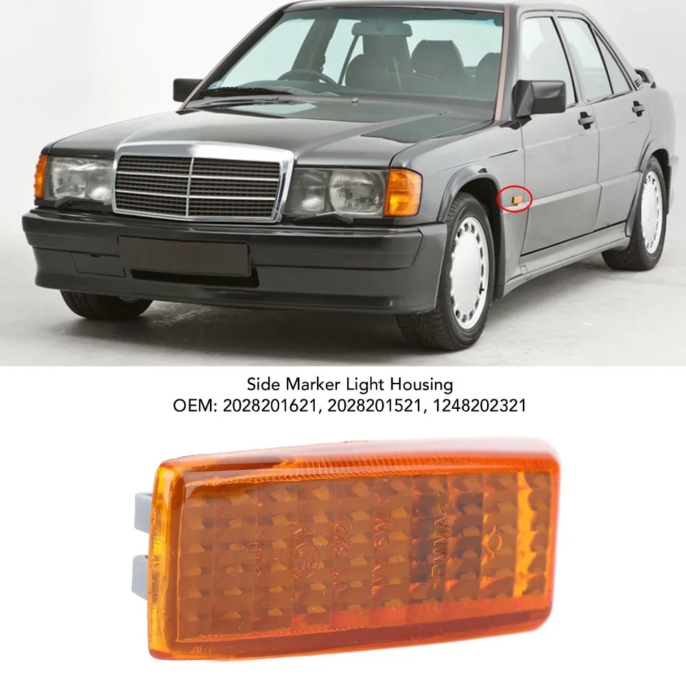 ABS Side Marker Light Housing Side Indicator Lamp Cover for C-Class / E-Class / S-Class / SL-Class W124 W140 R129