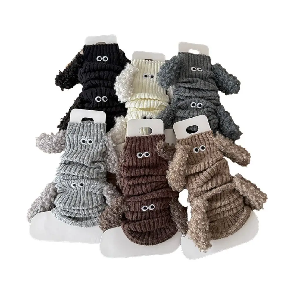 

Милые гетры для щенков, однотонные утолщенные длинные носки в стиле Лолиты, сохраняющие тепло, вязаные носки до середины икры, осень-зима