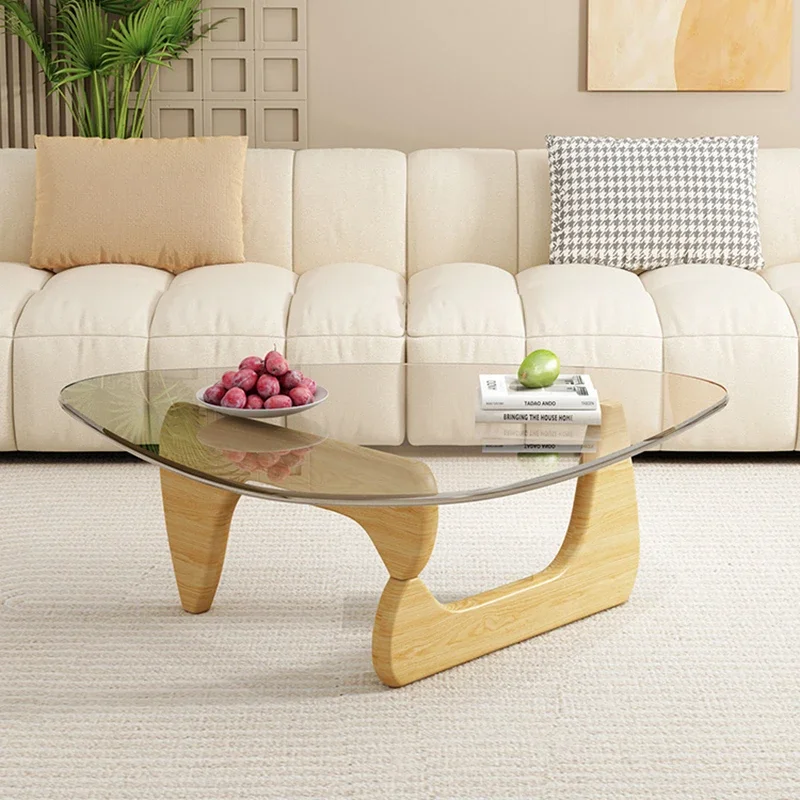 Round Glass Nordic Coffee Tables Minimalist Wood Glamour Regale Living Room Auxiliary Furniture Meuble Salon Home Furniture