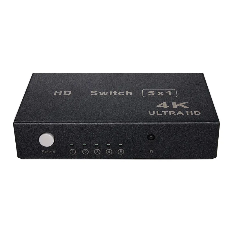 AMS-H5S1(MINI) Video Switch 5 in 1 Out Switcher Box 4k Selector Box Support 1080p IR Remote Control For Switcher