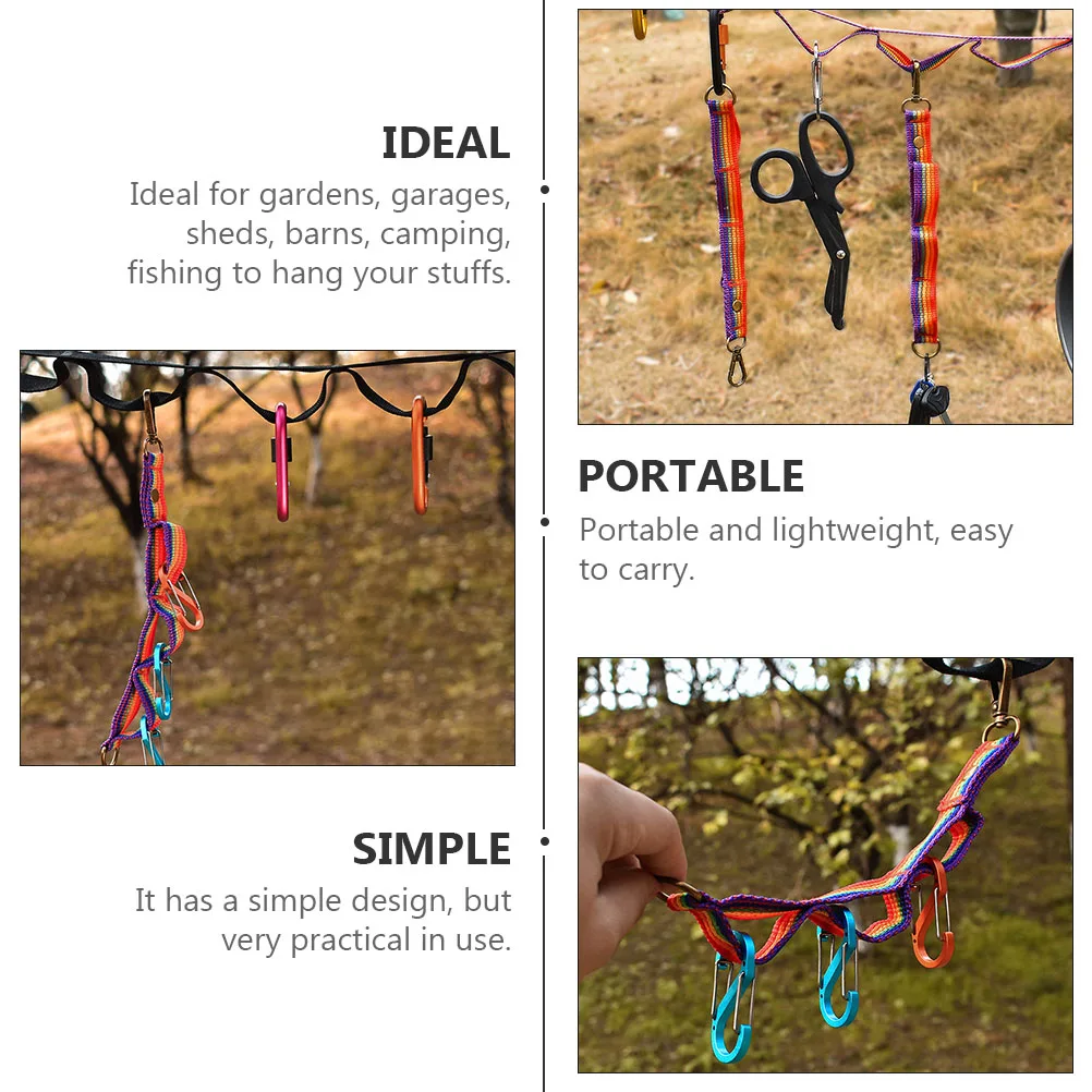 

4Pcs Tent Buckles Colorful Rope Multipurpose Outdoor Camping Accessories Storage Hanging Rope Keychain Tent Buckle