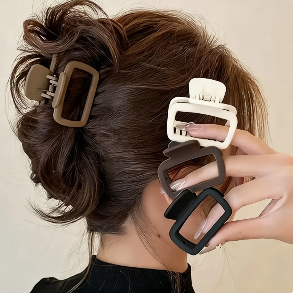 4pcs Women's Square Lightweight Hair Claw Clip Fashionable Elegant Hair Accessory Clip Suitable Hair Styling Makeup