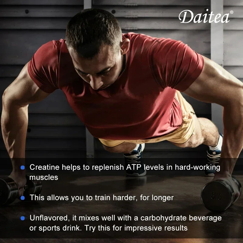 Daitea Creatine Monohydrate, 3000 Mg, 120 Capsules, for Muscle Endurance, Non-GMO, Gluten-Free