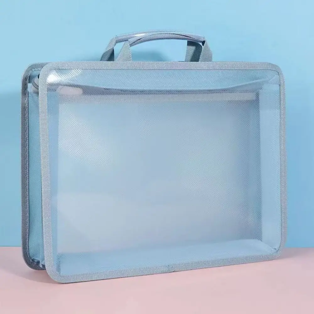 Large Capacity Transparent a4 Handbag Thickened Waterproof Portable Documents Bag Protective 2 Layer Plastic File Organizer