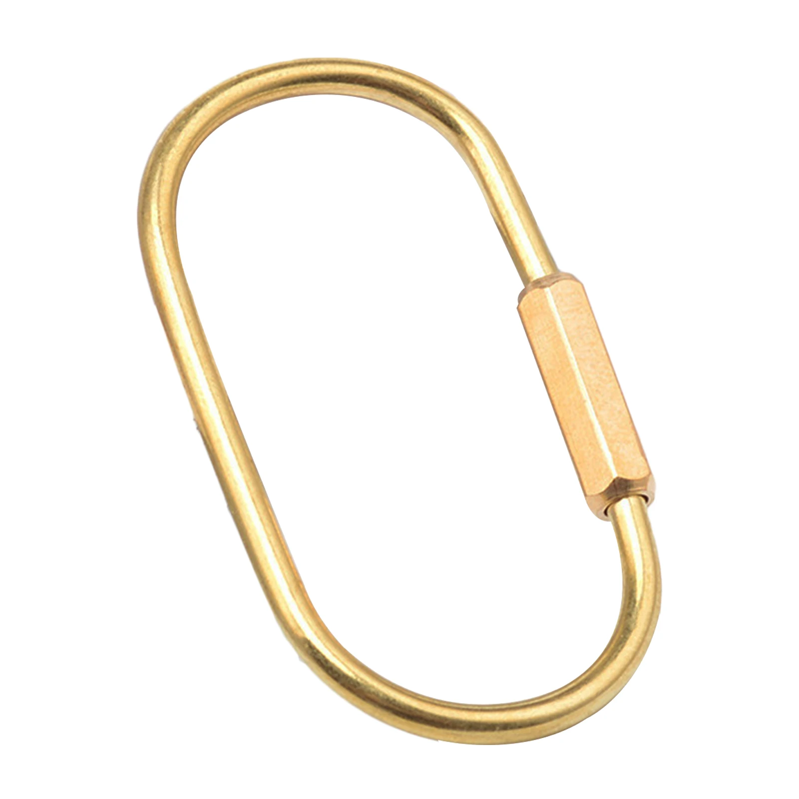 1PC Screw Lock Keychain Simple Brass Key Chain Clasp Carabiner D-Ring Spring Clip Snap Hook Keyring Key Holders Gold 60*35mm