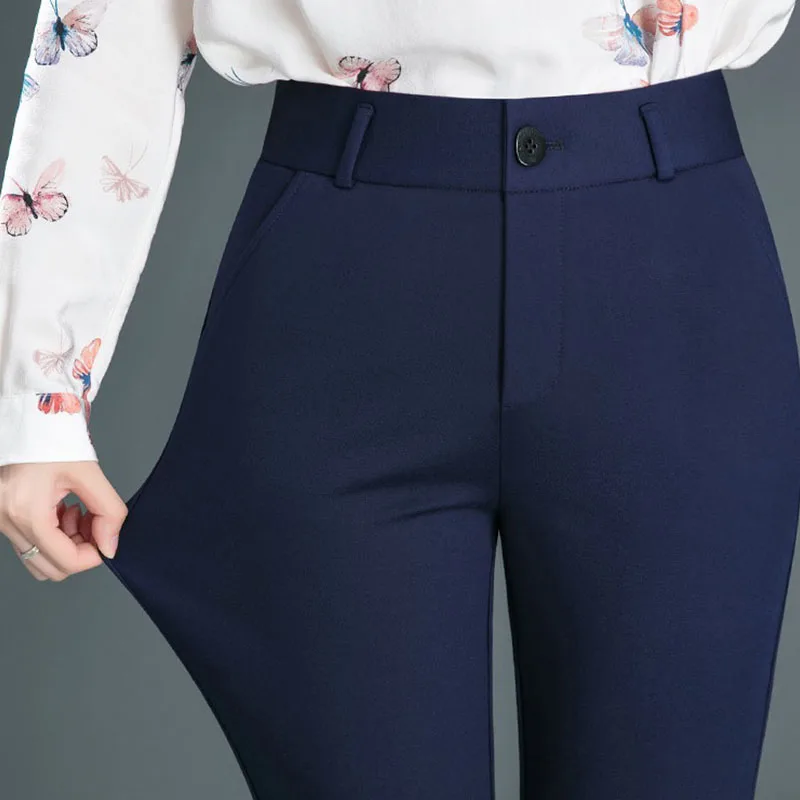 Spring Autumn New Korean Fashion All-match Women High Waist Casual Straight Trousers Office Lady Solid Slim Pencil Suits Pants