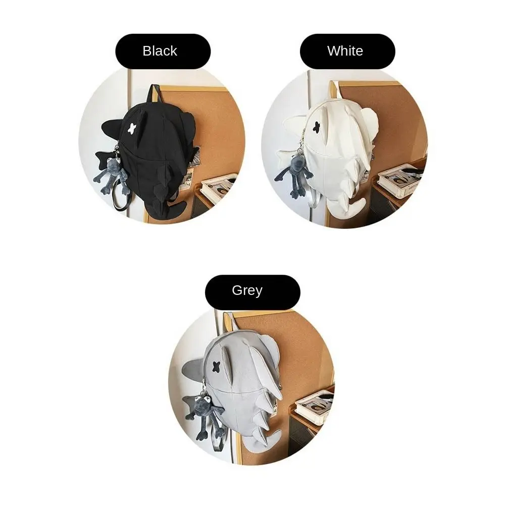 Tas Ransel Hiu Trendy Anti Air Portabel Multi-saku Kasual untuk Laptop, Tas Sekolah Kuliah dari Bahan Nylon untuk Siswa Putra Putri