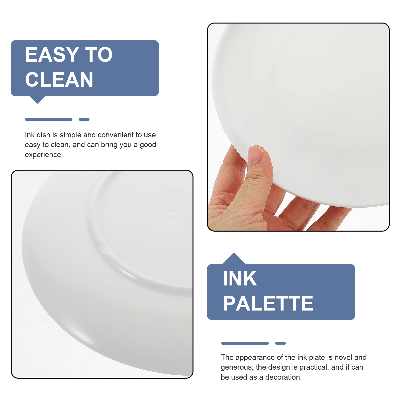 

2Pcs White Butterfly Porcelain Plastic Ink Plate Calligraphy Stationery Durable Safe Lightweight Storage Paint Art
