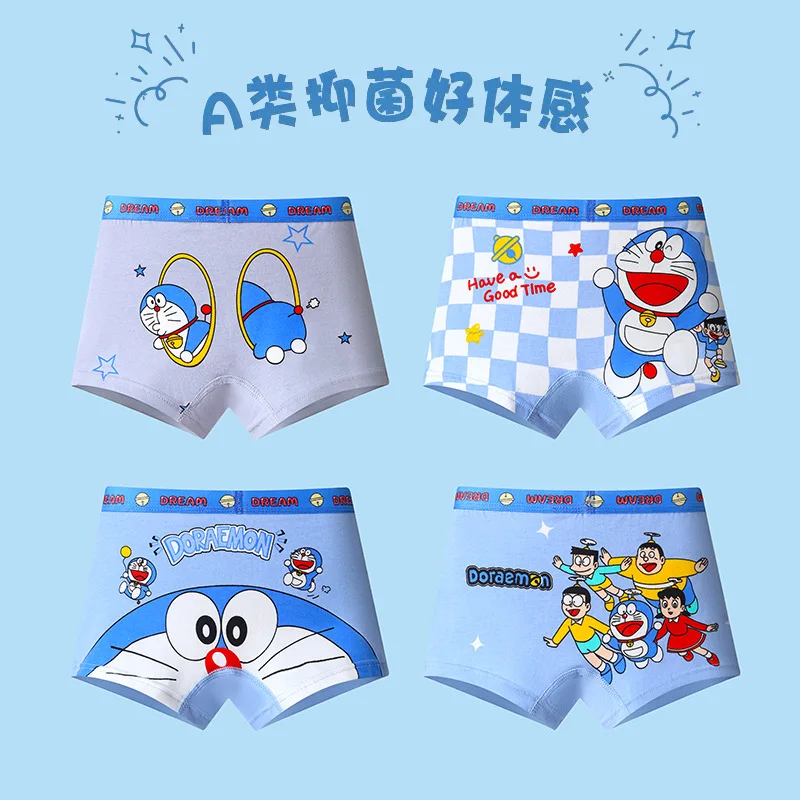 Doraemon underwear creative high-value animation cartoon printing student cotton sweat-absorbent breathable boxer shorts 4 Pack view 3