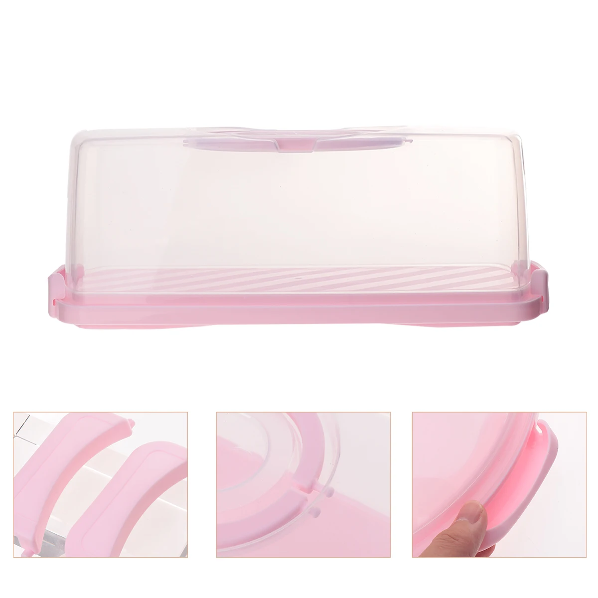 

Portable Bread Box Containers Food Storage Ecofriendly Plastic Transparent Sealing Buckle Handle Cake Keeper Travel Bakery