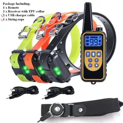 800M Pet Dog Training Collar Remote Beep Vibration Shock Vibration Rechargeable Waterproof Pet Trainer Anti Bark Stop For 3 Dogs
