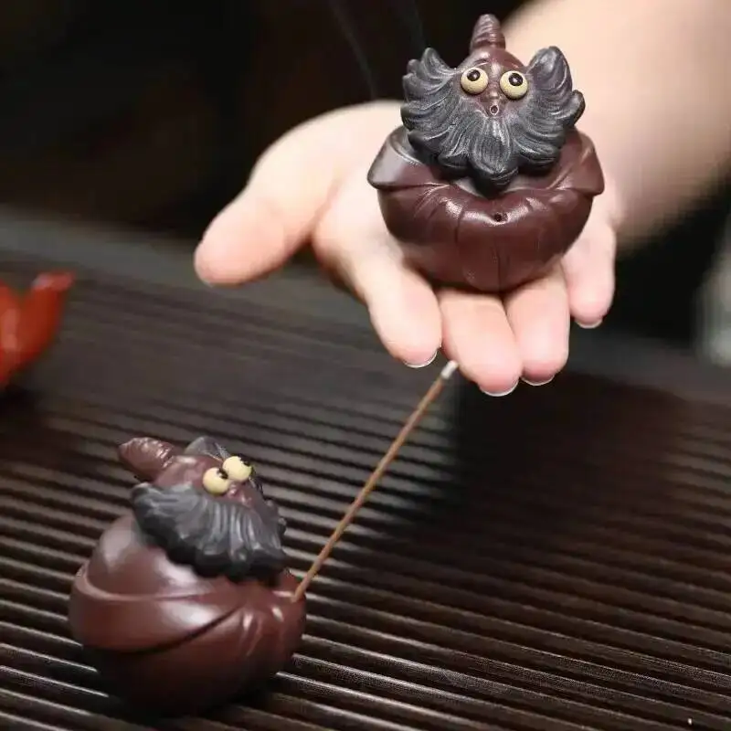 Purple Clay Tea Pet Wealth Brings Fortune  Tea Ceremony Incense Holder Lid Accessories Tea Table Tea Play Can