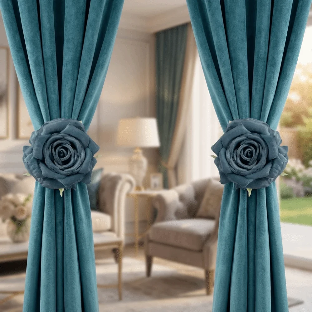 Creative Romantic Rose Curtain Clips Exquisite Realistic Window Screen Fastener Clip Decorative Curtain Tape Living Room