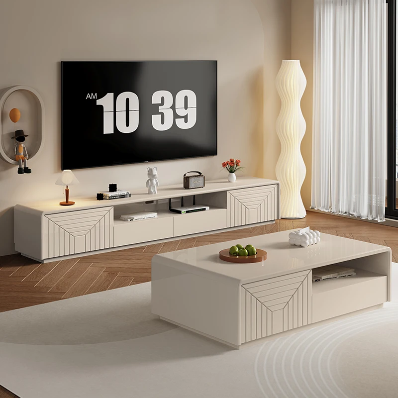 

Nordic Design Living Room Monitor Stand Table Mueble TV Cabinet Creamy Solid Wood Simple Coffee Floor-standing Home Furniture