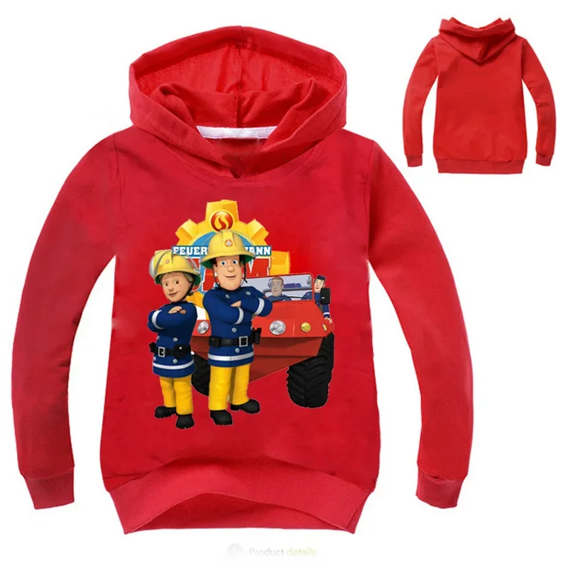 2-16Y Baby Firefighter Fireman Sam Hoodie Kids Fashion Hoodies and Sweatshirts Toddler Boys Brandweerman Sam Clothes Girl Blouse