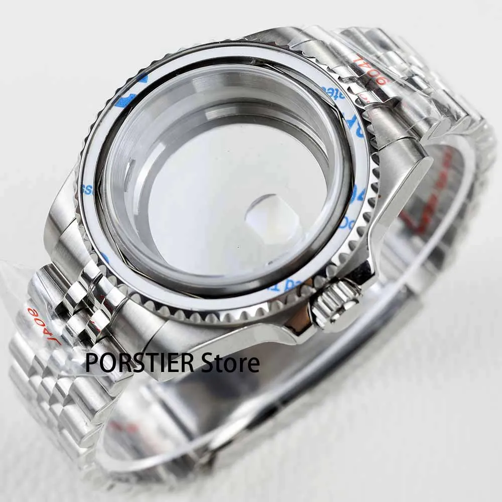 NH35 Case 40mm Silver Watch Case Sapphire Glass for Submariner gmt NH35 NH36 movement 28.5mm dial Jubilee Bracelet Oyster Strap