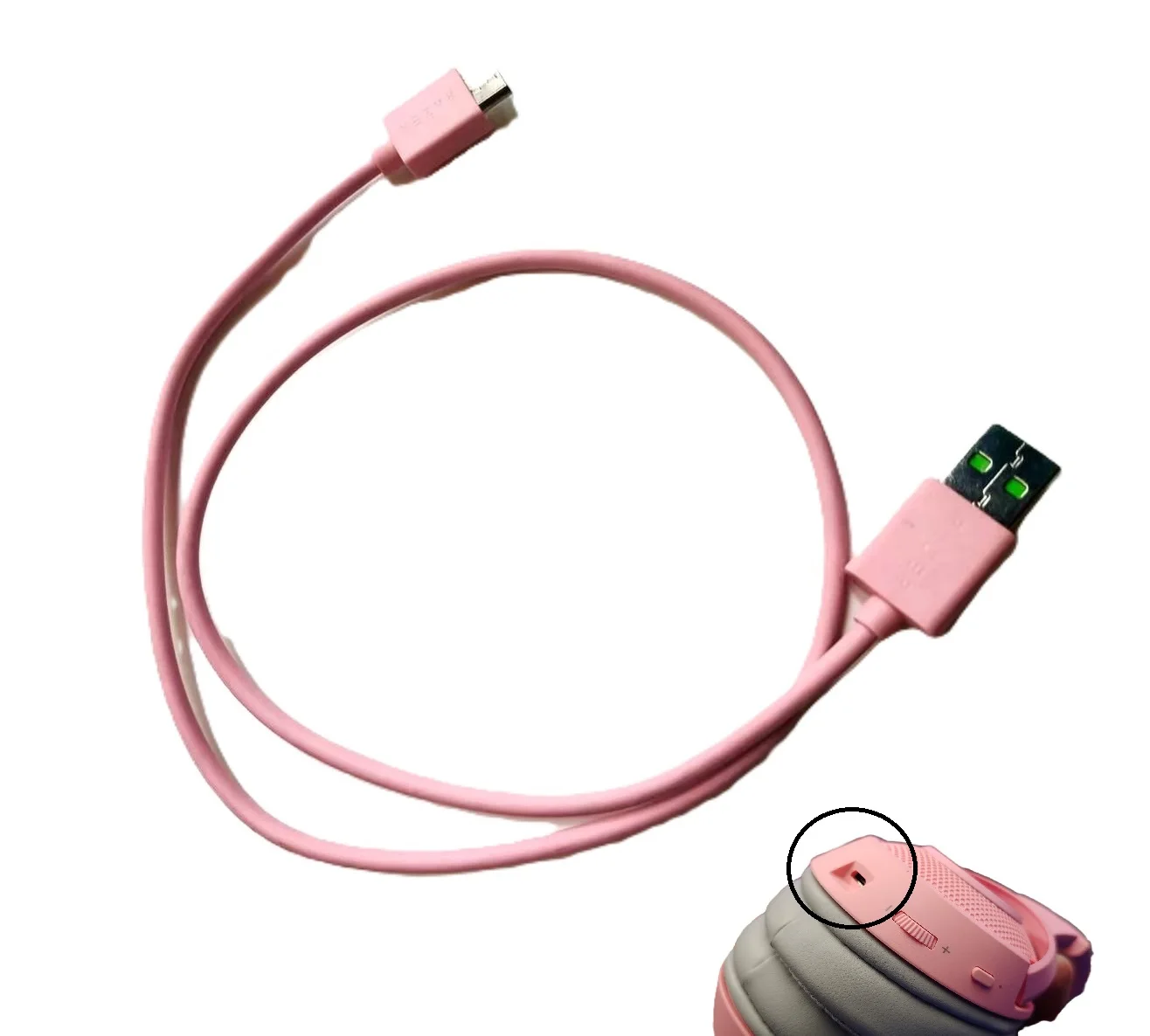 USB Micro Charging Cable for Razer Kraken BT Kitty Edition/BlackShark V2 Pro Thresher Ultimate Nari Wireless Headphone