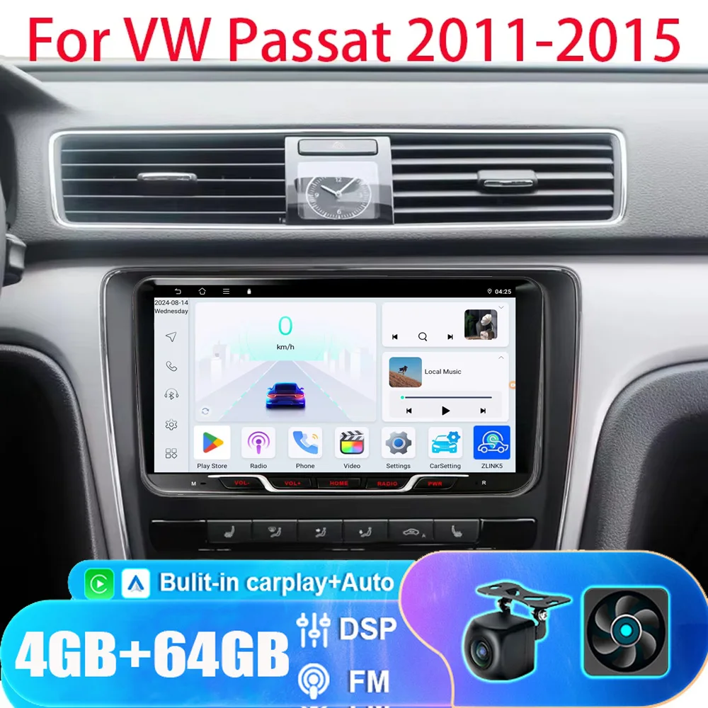 

9'' 6+128GB Android For VW Passat 2011-2015 Car Radio GPS Navigation Multimedia Video Player Carplay Autoradio DSP Head Unit