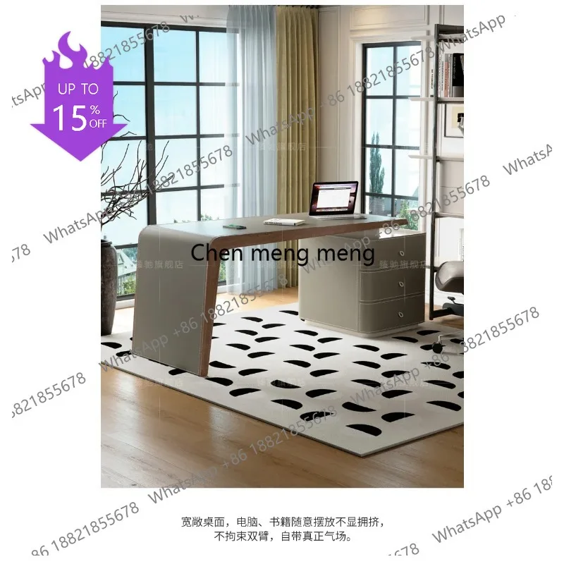 

M02 Solid Wood Desk Light Luxury Modern Home Modern Study Designer Desk Italian Minimalist Saddle Leather Computer Desk furnitur
