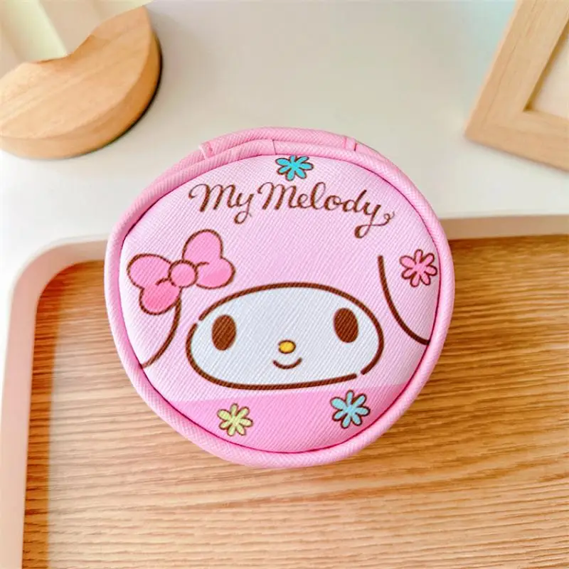 Sanrio Wallet Anime Surrounding Cute Cartoon Melody Kuromi Circular Zipper Earphone Bag Exquisite Wallet Gift Mini Storage Bag